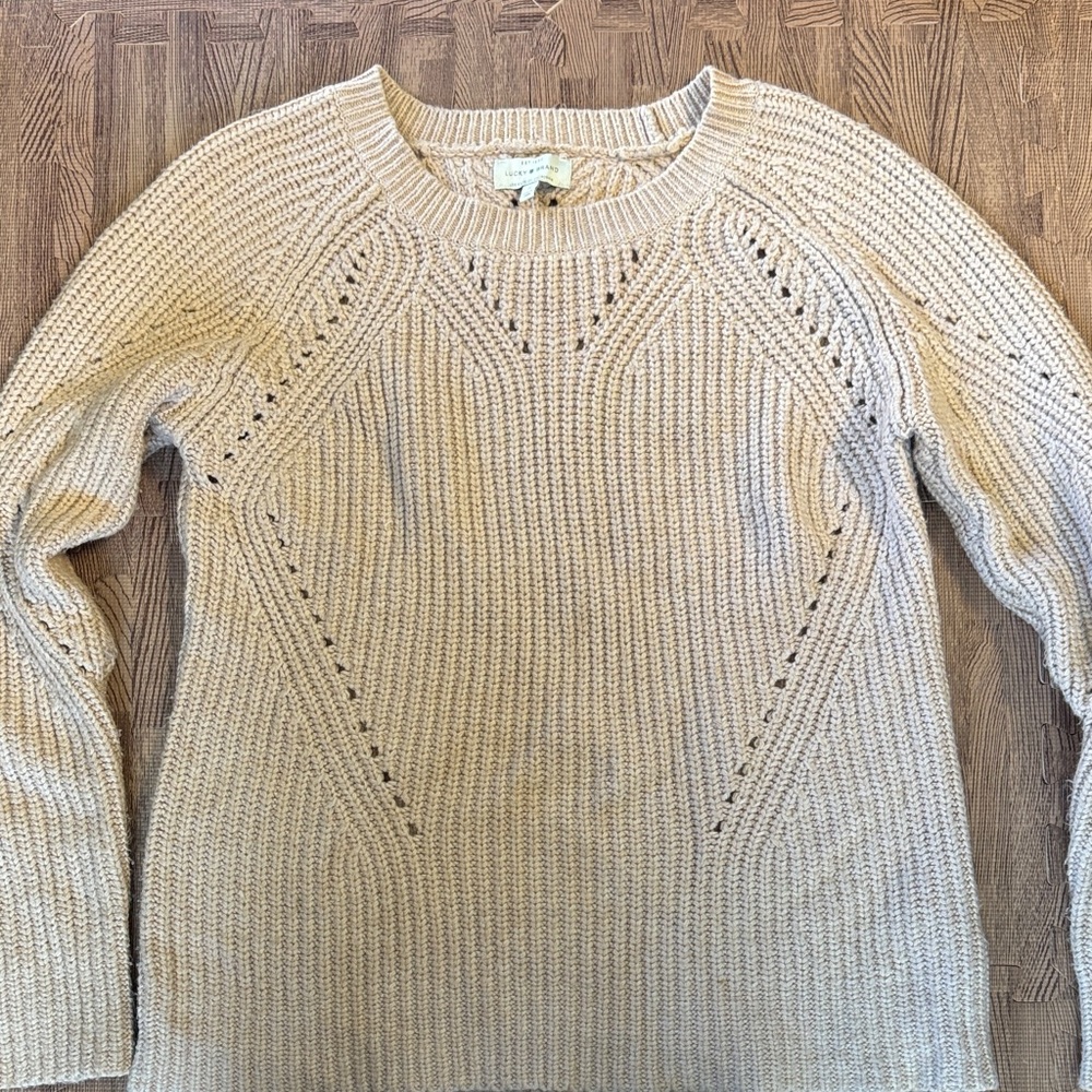LUCKY BRAND LIGHT PINK KNIT SWEATER SIZE SMALL
